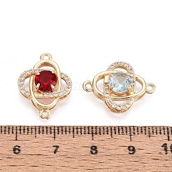 Подвески-цветочки с латунным паве из кубического циркония&nbsp;KK-T078-24G