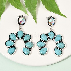 Серьги-гвоздики из сплава синтетической бирюзы&nbsp;LS-EJEW-U053-09B-AS