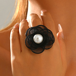 Chiffon-Fingerringe mit Kunststoffperlen für Damen&nbsp;XQ9924-2