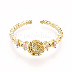 Латунные кольца-манжеты с микропаве и прозрачным цирконием для женщин&nbsp;KK-T070-113