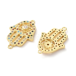 Стойка покрытие латунь цветной кубический цирконий религия хамса рука соединительный шарм&nbsp;KK-C084-19G