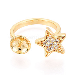 Monture de bague en laiton étoile avec micro pavé de zircones cubiques&nbsp;LS-KK-N274-06G