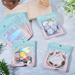40 sachet d'emballage rectangulaire refermable en plastique holographique à paillettes&nbsp;ABAG-TA0001-97B-03