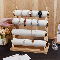 1 Beutel mit 4-stufigen T-Bar-Armband-Organizer-Ständern aus Samt mit Holzsockel und Legierungszubehör&nbsp;ODIS-PH0009-14