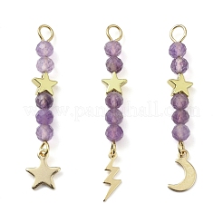 3 шт. 3 стиля подвески из натурального аметиста с ограненными круглыми бусинами&nbsp;PALLOY-JF03604-04