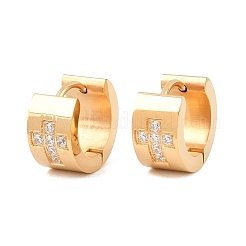 Серьги-кольца из нержавеющей стали 304 с микропаве из прозрачных кубических цирконий&nbsp;EJEW-G457-03G