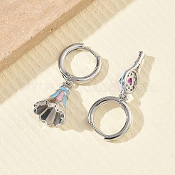 Boucles d'oreilles créoles en laiton avec micro pavé de zircone cubique pour femmes&nbsp;EJEW-A168-07P-02