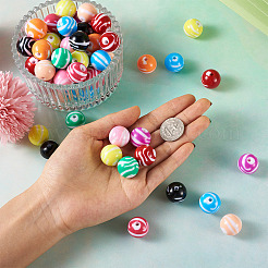 80 шт. двухцветные непрозрачные полосатые акриловые бусины&nbsp;SACR-BT0001-02