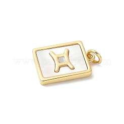 Pendentifs en coquillage blanc naturel pavé de laiton&nbsp;KK-S522-09G-A