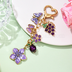 Подвеска в виде цветка винограда и бабочки из сплава эмали&nbsp;HJEW-YW00149