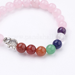 Естественно розовый кварц стрейч браслеты&nbsp;BJEW-P180-B06