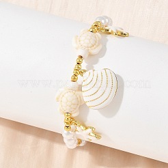 Armbänder mit Seestern- und Muschelanhängern aus Messing und Emaille für Damen&nbsp;LS-KK-CBA68DA-16G-02