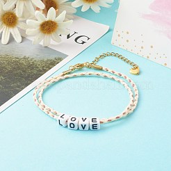 Bracciali in ordito con cordino di cotone a due anelli&nbsp;BJEW-JB06465-05