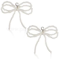 Пластиковые подвески-бантики для обуви с имитацией жемчуга&nbsp;DIY-WH20002-152A