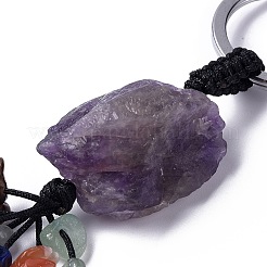 Natürliches Amethyst-Nugget mit gemischten Edelsteinsplittern und Quasten-Schlüsselanhängern&nbsp;KEYC-P012-02P-04