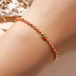 Braccialetti elastici in stile coreano con perline rotonde in ottone e semi di vetro per le donne&nbsp;XO1044-13