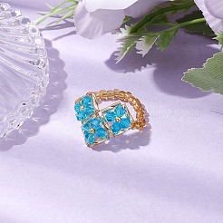 Anelli elastici con perline di vetro a forma di cuore per le donne&nbsp;RJEW-MZ00028-04