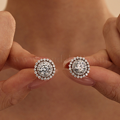 925 paio di orecchini a lobo da donna in argento sterling con moissanite pavé&nbsp;EZ0984