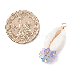 6 шт. 6-цветная натуральная ракушка каури с подвесками в виде акриловых цветов&nbsp;PALLOY-JF04524