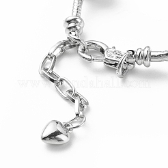 Bracciale europeo con ciondolo a farfalla in acciaio inossidabile 201 con catene a serpente&nbsp;BJEW-JB08044-01