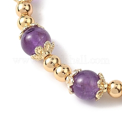 Браслеты из круглых бусин из натурального аметиста для женщин&nbsp;BJEW-JB12875-02