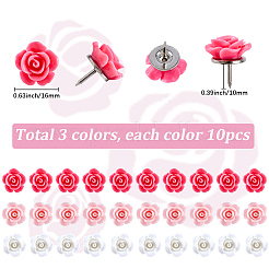 30 шт. 3-х цветные кнопки для рисования в виде цветочной смолы&nbsp;AJEW-SC0031-81