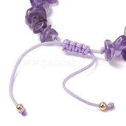 2 bracciale di perline intrecciate con chip di ametista naturale&nbsp;BJEW-JB11541-01