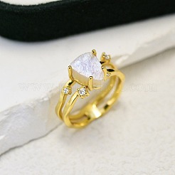 Dreieck 925 Sterling Silber mit natürlichen Mondstein Fingerringe&nbsp;FS-WGDF753-06