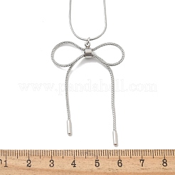 Антикоррозийные ожерелья из нержавеющей стали 304 с подвеской-бантом в виде круглой змеиной цепи для женщин&nbsp;NJEW-Z044-10P