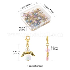 32 шт. 4 стиля подвеска в виде ангела из акрила и сплава&nbsp;HJEW-FS00040-04