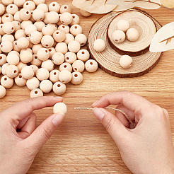 180шт круглые бусины из натурального необработанного дерева&nbsp;DIY-CA0002-56