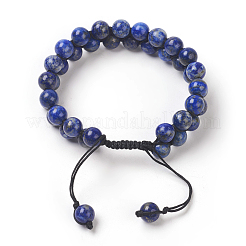 Bracelets de perles tressés réglables en lapis-lazuli naturel&nbsp;BJEW-E351-01A