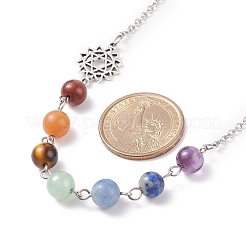 Collana con ciondolo in rilievo di pietre preziose miste naturali da 7 pz 7 con lega 7 chakra&nbsp;NJEW-JN03889
