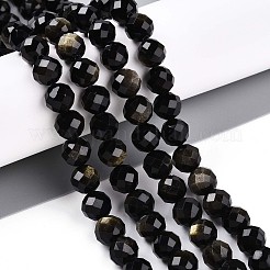 Natürliche goldenen Glanz Obsidian Perlen Stränge&nbsp;G-S345-8mm-20