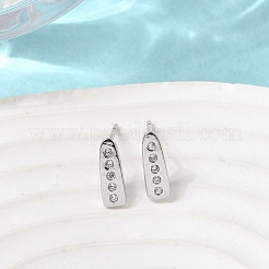 Серьги-гвоздики из латуни с микропаве из прозрачных кубических цирконий в форме капли&nbsp;EJEW-H180-26P