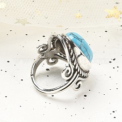 Verstellbare Ringe aus synthetischem Türkis&nbsp;RJEW-I108-01AS-15