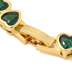 Gestellplattierung Messing Pavé Zirkonia Herz Link Armbänder&nbsp;BJEW-Q347-05G-01