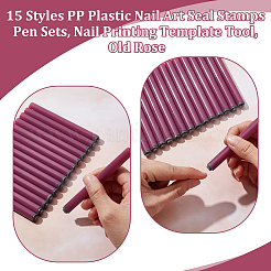 15 Stück 15 Stile PP-Kunststoff-Nailart-Siegelstempel-Stift-Sets&nbsp;MRMJ-WH0075-131A
