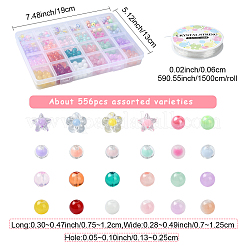 Наборы для изготовления браслетов из стеклянных круглых и акриловых бусин своими руками&nbsp;DIY-YW0009-85