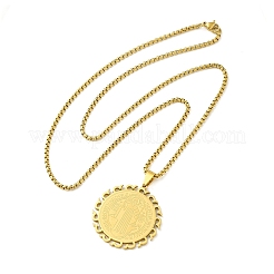 Женские ожерелья с подвеской в виде медали Святого Бенедикта из нержавеющей стали 201&nbsp;LS-NJEW-M008-01G