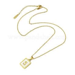 Ионное покрытие (ip) прямоугольник с начальной буквой ожерелье из нержавеющей стали 304&nbsp;NJEW-R265-04G-S