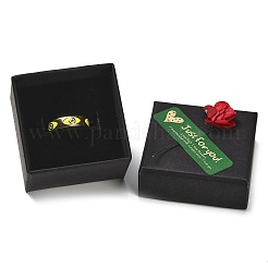 Geschenkboxen aus Kraftpapier mit künstlicher Rose außen für Ringe&nbsp;CON-Z011-01B-01