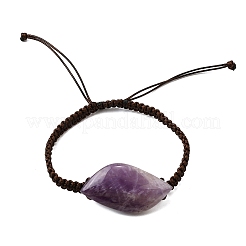 Бусины из натурального аметиста плетеные браслеты из бисера&nbsp;BJEW-Q070-01H