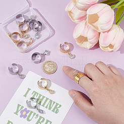 12 шт. двухцветное кольцо-манжета из нержавеющей стали 304&nbsp;RJEW-UN00037