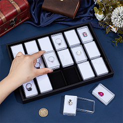 18 шт. прямоугольные пластиковые футляры для бриллиантов с губкой внутри и черными поддонами из искусственной кожи&nbsp;CON-WH0001-51B