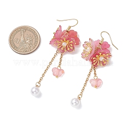 Серьги с подвесками из цветочного акрила&nbsp;EJEW-JE06924