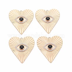 Подвески из латуни с прозрачным микропейвом и черным фианитом&nbsp;KK-S356-752