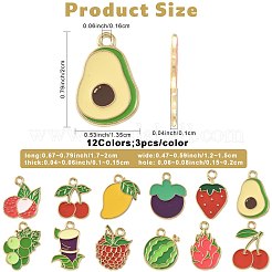 36 colgante de aleación de esmalte con forma de fruta de 12 estilos&nbsp;FIND-FS0005-12