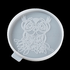 Плоский круглый коврик для чашек с совой и цветком своими руками&nbsp;LS-SIL-F007-06B