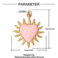 Pendentifs en acier inoxydable 304 avec émail rose&nbsp;SA-OY002-55G